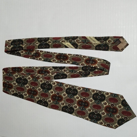 VALENTINO Cravte Silk Tan Floral Portrait Necktie Tie - Picture 1 of 7